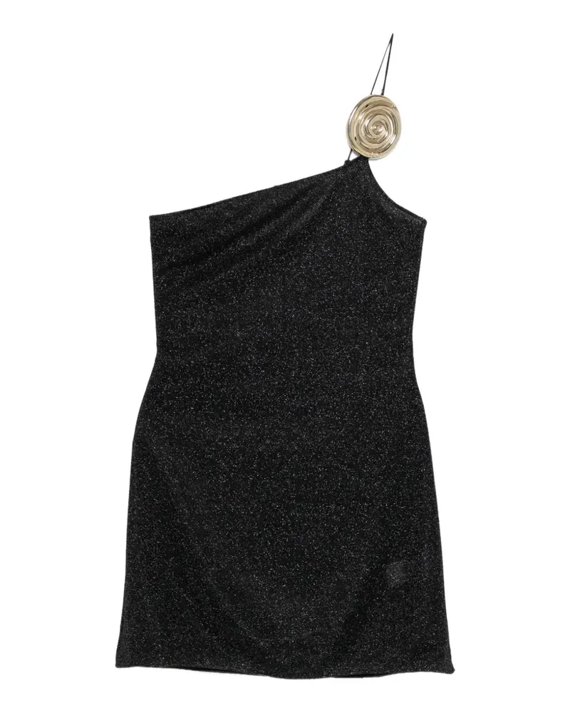 Oséree Lumière Spiral one-shoulder mini dress - Schwarz Schwarz