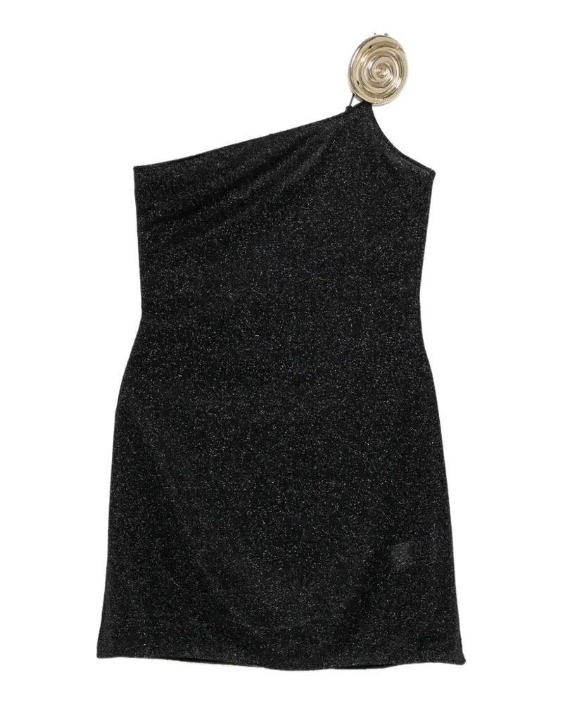 Oséree Lumière Spiral one-shoulder mini dress - Schwarz Schwarz