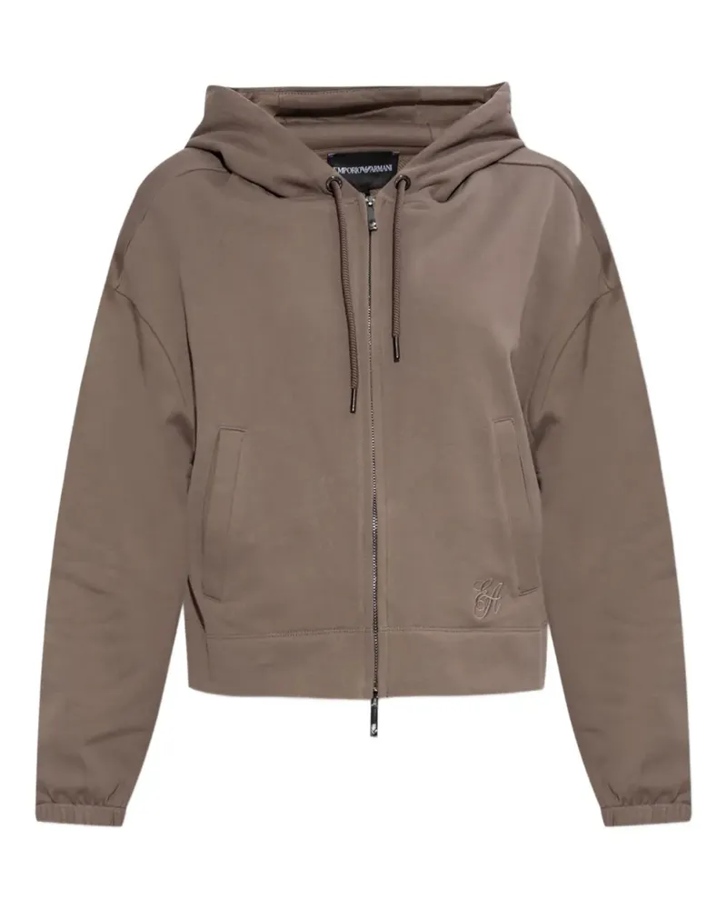 Emporio Armani Kapuzenjacke mit Logo-Stickerei - Braun Braun