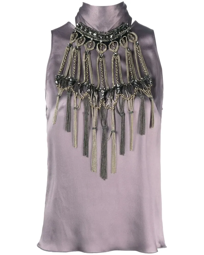 Alberta Ferretti Top mit Strass - Violett Violett