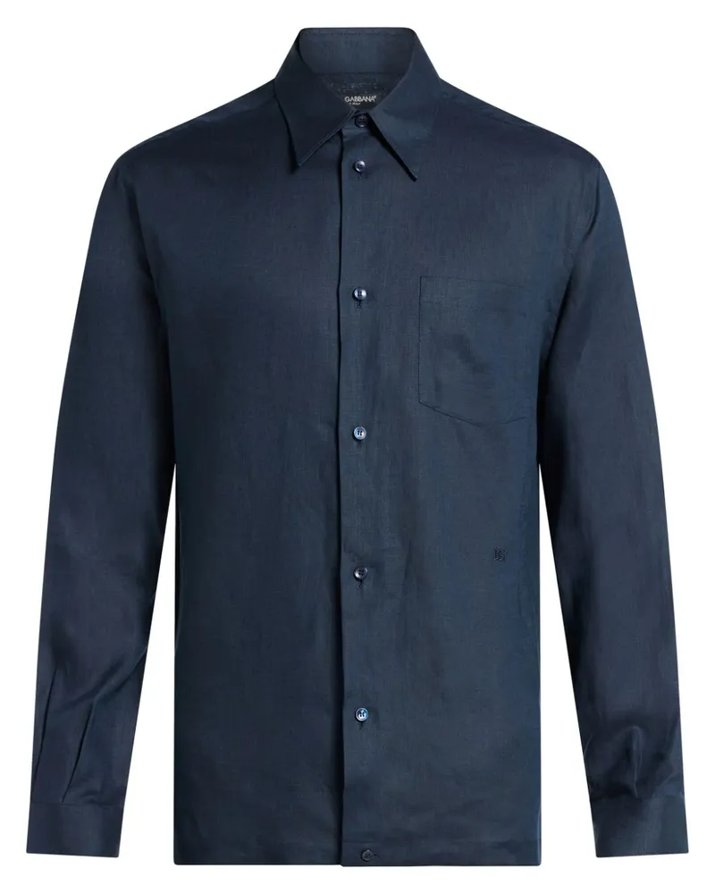 Dolce & Gabbana Hemd mit Logo-Stickerei Blau