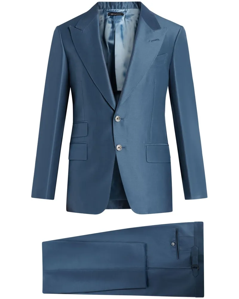 Tom Ford Einreihiger Anzug aus Woll-Seidengemisch Blau