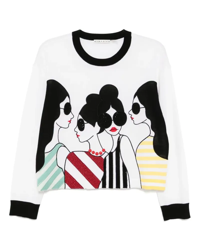 Alice + Olivia Gleeson Pullover mit Gesicht - Weiß Weiß