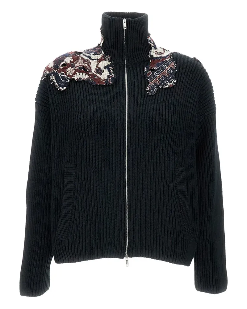 Durazzi Milano Gerippte Jacke mit Applikation - Schwarz Schwarz