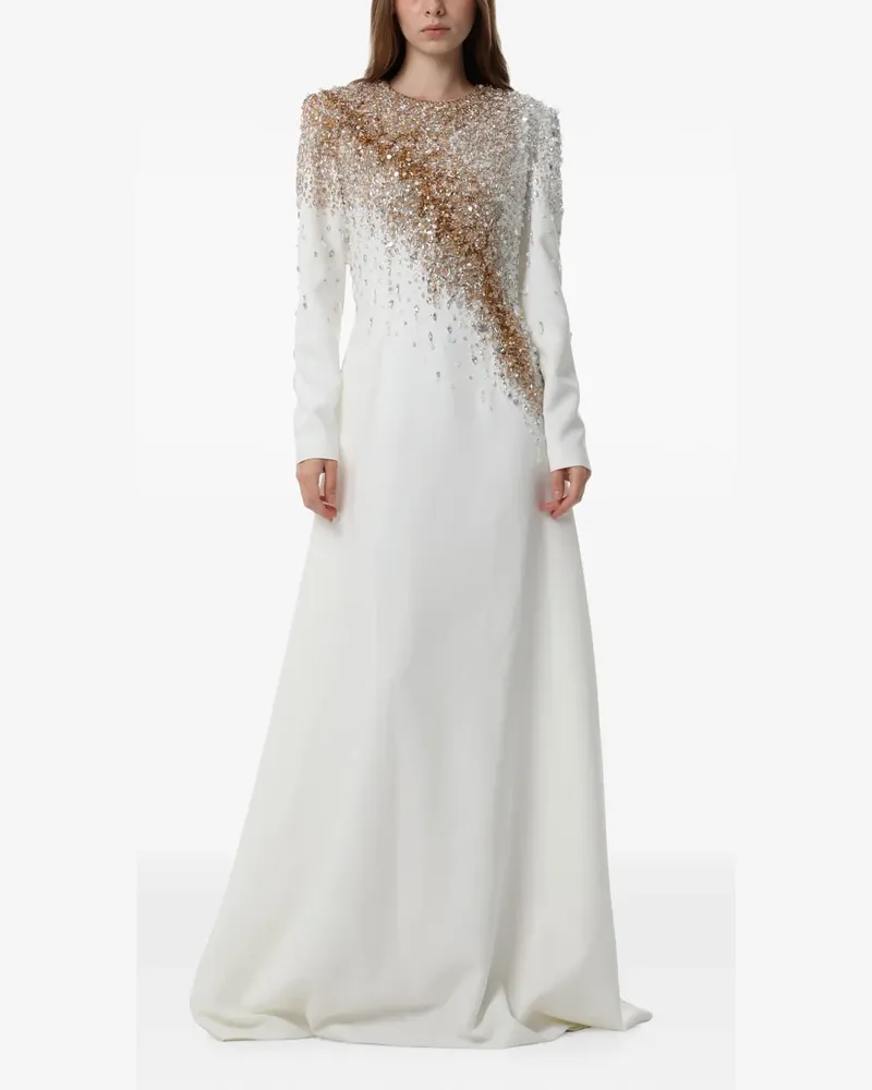 Dina Melwani crystal-embellished maxi gown - Weiß Weiß