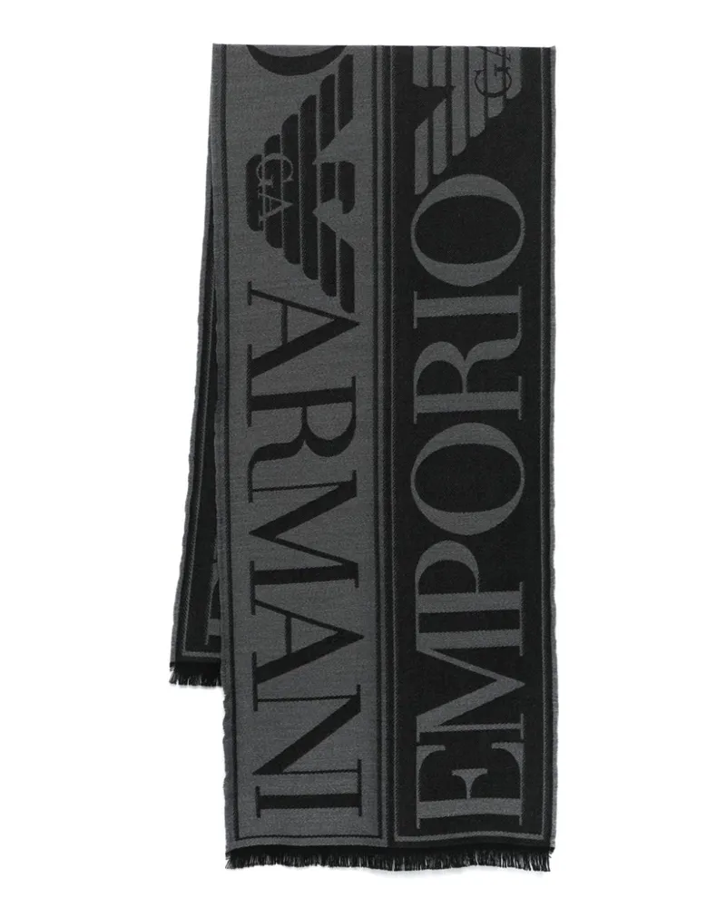 Emporio Armani Jacquard-Schal mit Logo Schwarz