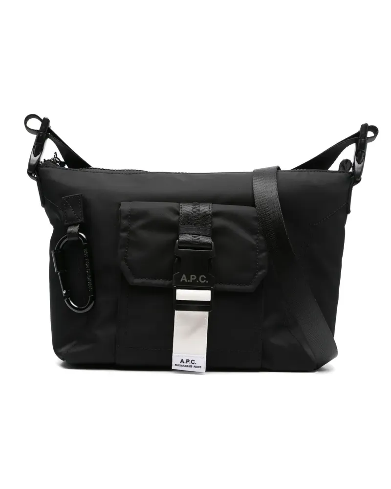 A.P.C. Schultertasche mit Logo-Print - Schwarz Schwarz