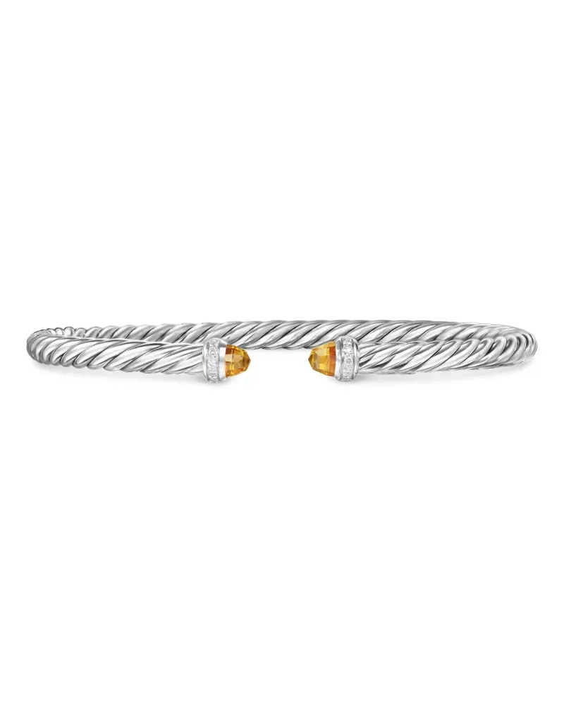 David Yurman Cablespira Armband aus Sterlingsilber mit Zitrin und Diamanten (4mm Silber
