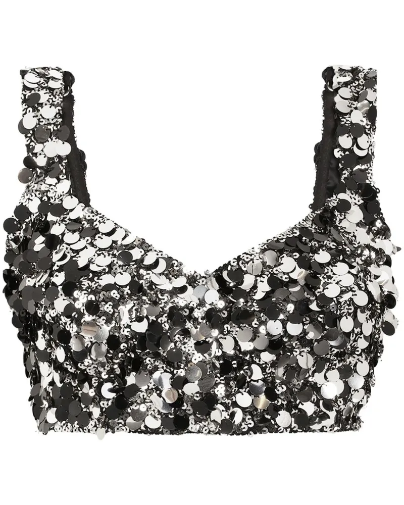 Dolce & Gabbana Cropped-Top mit Pailletten - Silber Silber