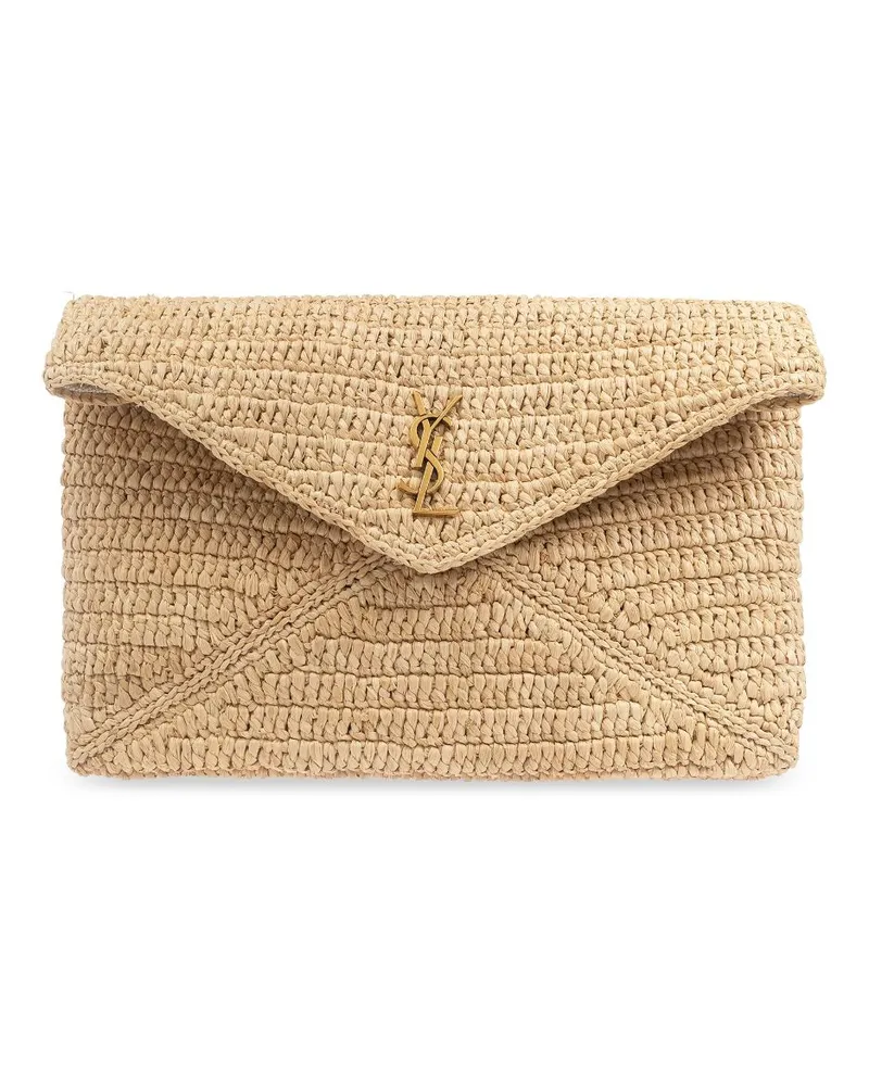 Saint Laurent Große Cassandre Clutch mit Kuvertform - Nude Nude