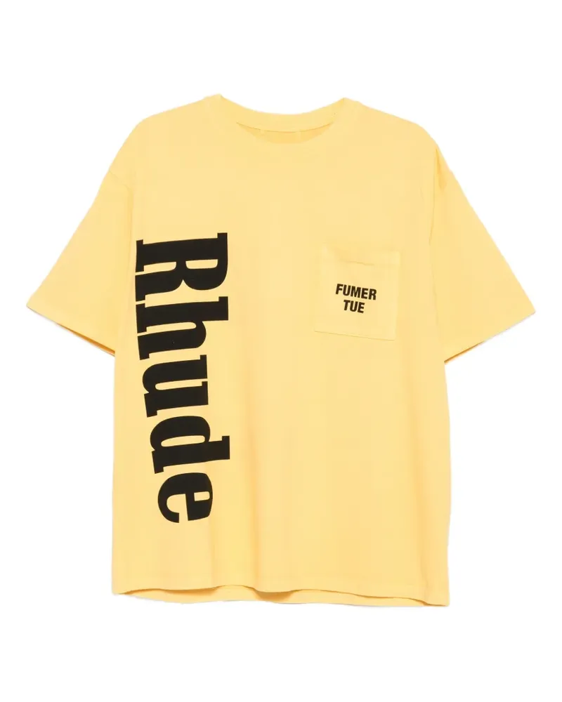 RHUDE T-Shirt mit Brusttasche - Gelb Gelb
