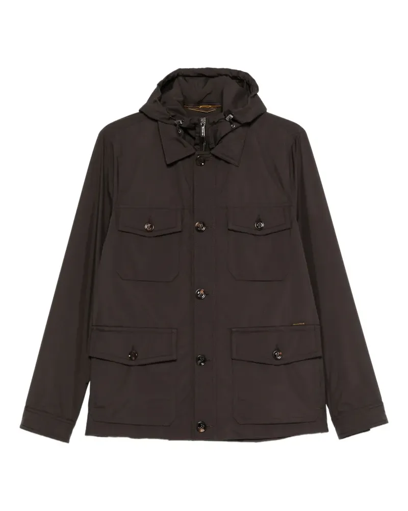 MOORER Geknöpfte Kapuzenjacke - Braun Braun