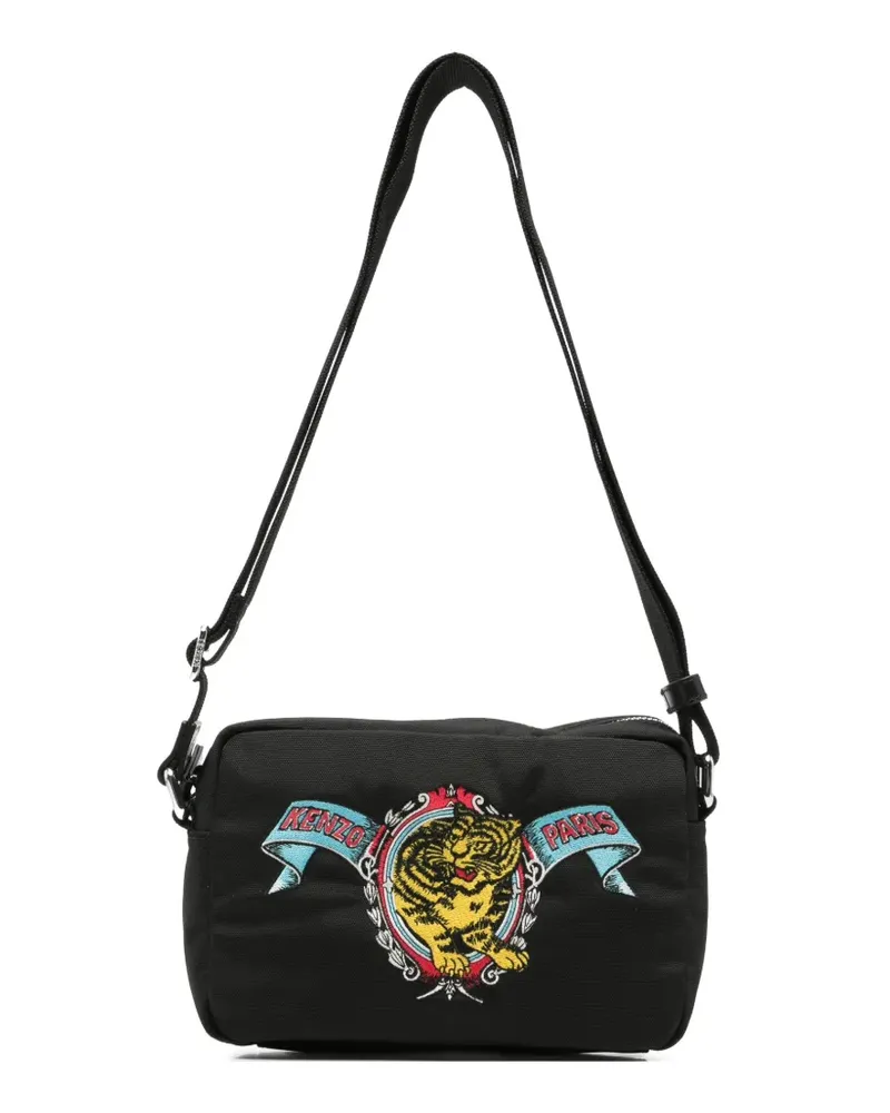 Kenzo Tiger-motif embroidered messenger bag - Schwarz Schwarz