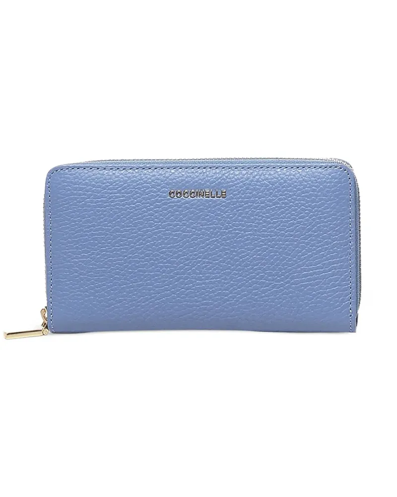 Coccinelle Portemonnaie aus Kornleder mit Rundumreißverschluss - Blau Blau