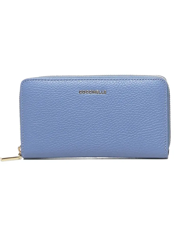 Coccinelle Portemonnaie aus Kornleder mit Rundumreißverschluss - Blau Blau