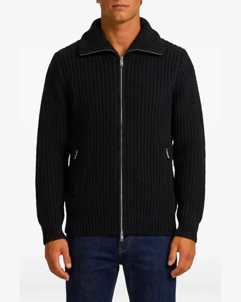 Roberto Collina ribbed-knit zip-up cardigan - Schwarz Schwarz