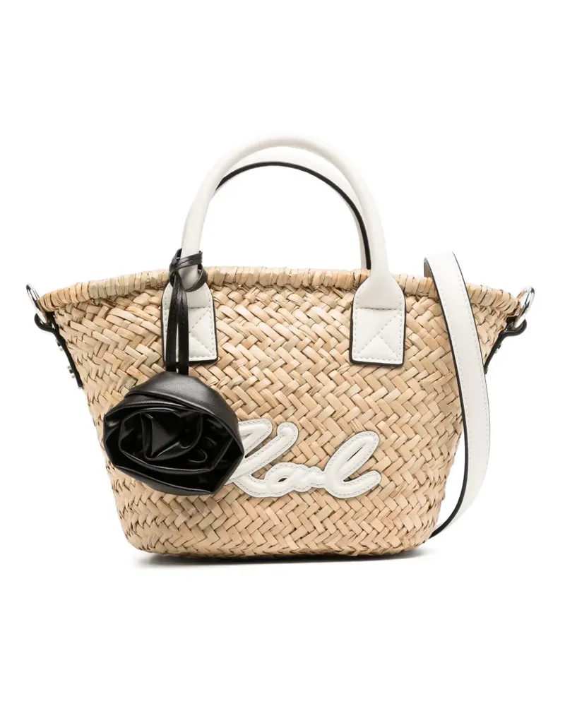 Karl Lagerfeld Kleine K/Signature Tote Bag aus Bast - Nude Nude