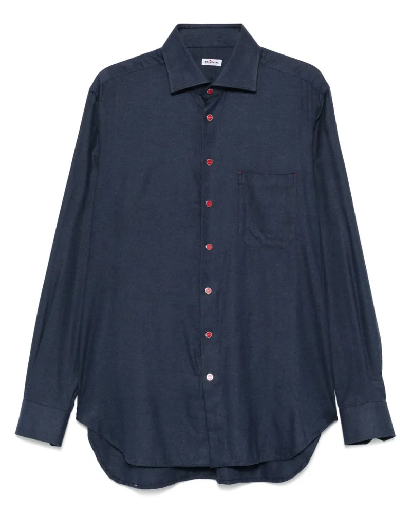 Kiton Klassisches Flanellhemd - Blau Blau