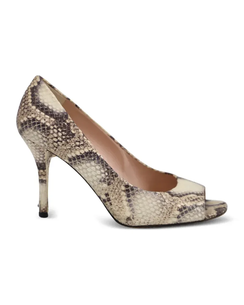 Stuart Weitzman Peeptoe-Pumps mit Schlangenprint - Nude Nude