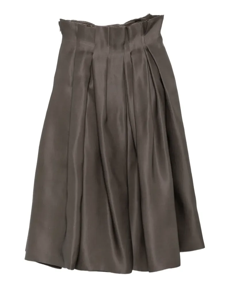 KHAITE Astrid paperbag-waist pleated midi skirt - Grau Grau