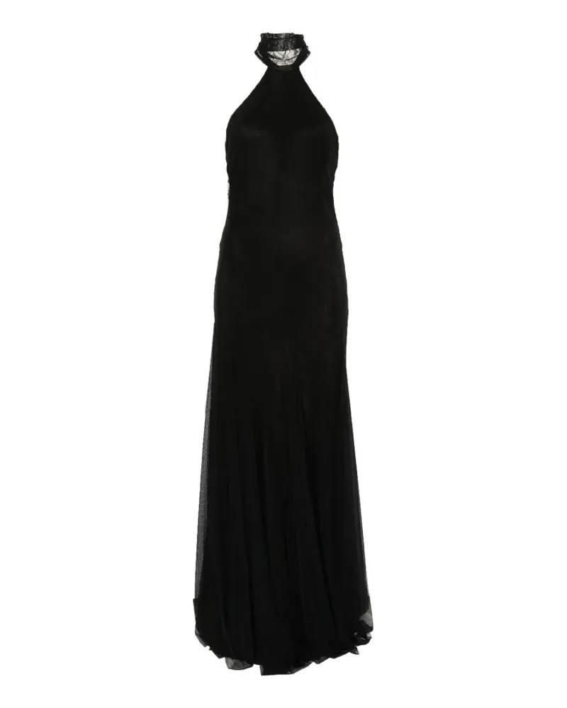 De La Vali Elowen Neckholder-Maxikleid aus Spitze - Schwarz Schwarz