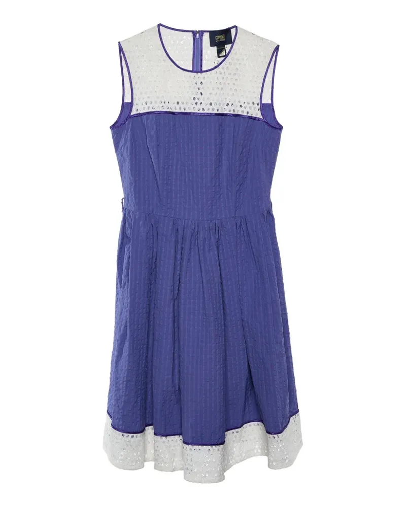 Roberto Cavalli seersucker lace-trim dress - Violett Violett