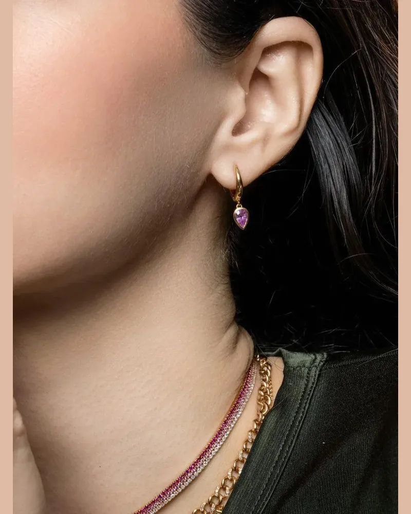 SHAY Hängeohrringe mit pinkem Saphir - Gold Gold