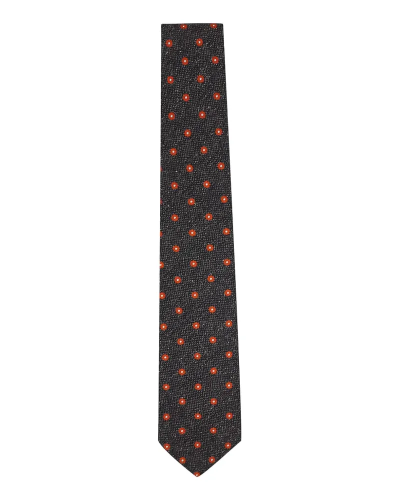 Kiton Strukturierte Krawatte mit Blumenstickerei - Grau Grau