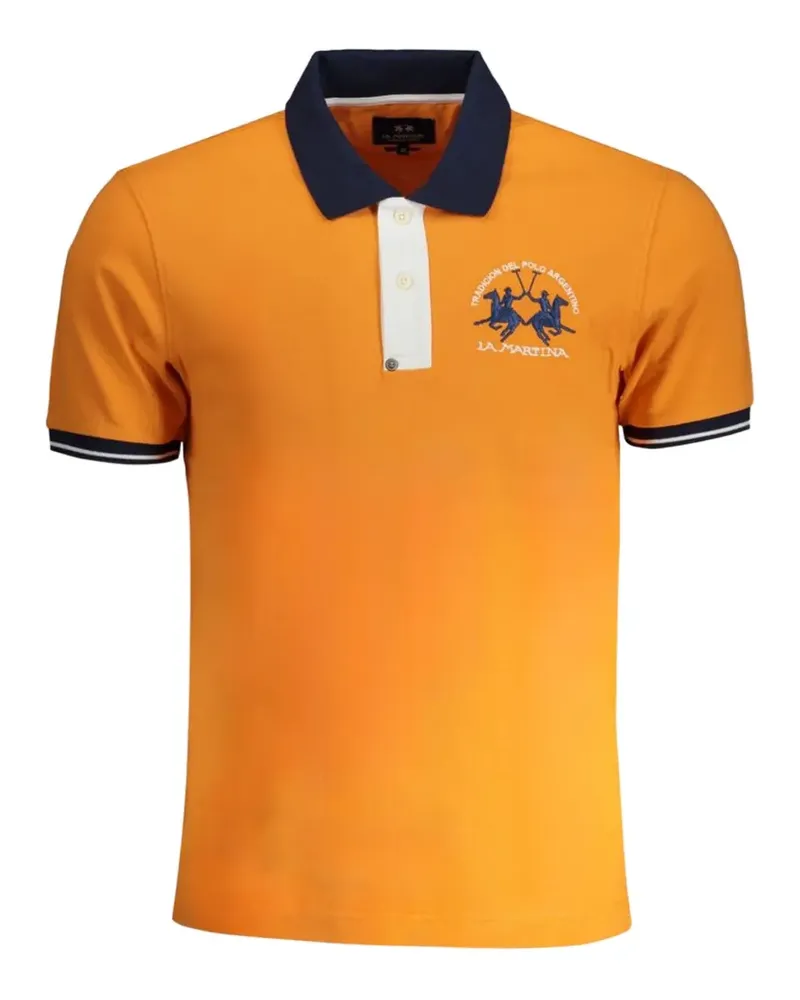 La Martina logo-embroidered cotton polo shirt - Orange Orange