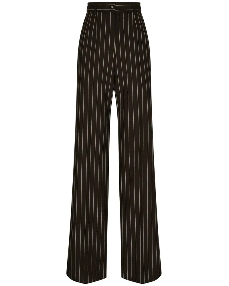 Dolce & Gabbana Weite Hose mit Nadelstreifen - Schwarz Schwarz