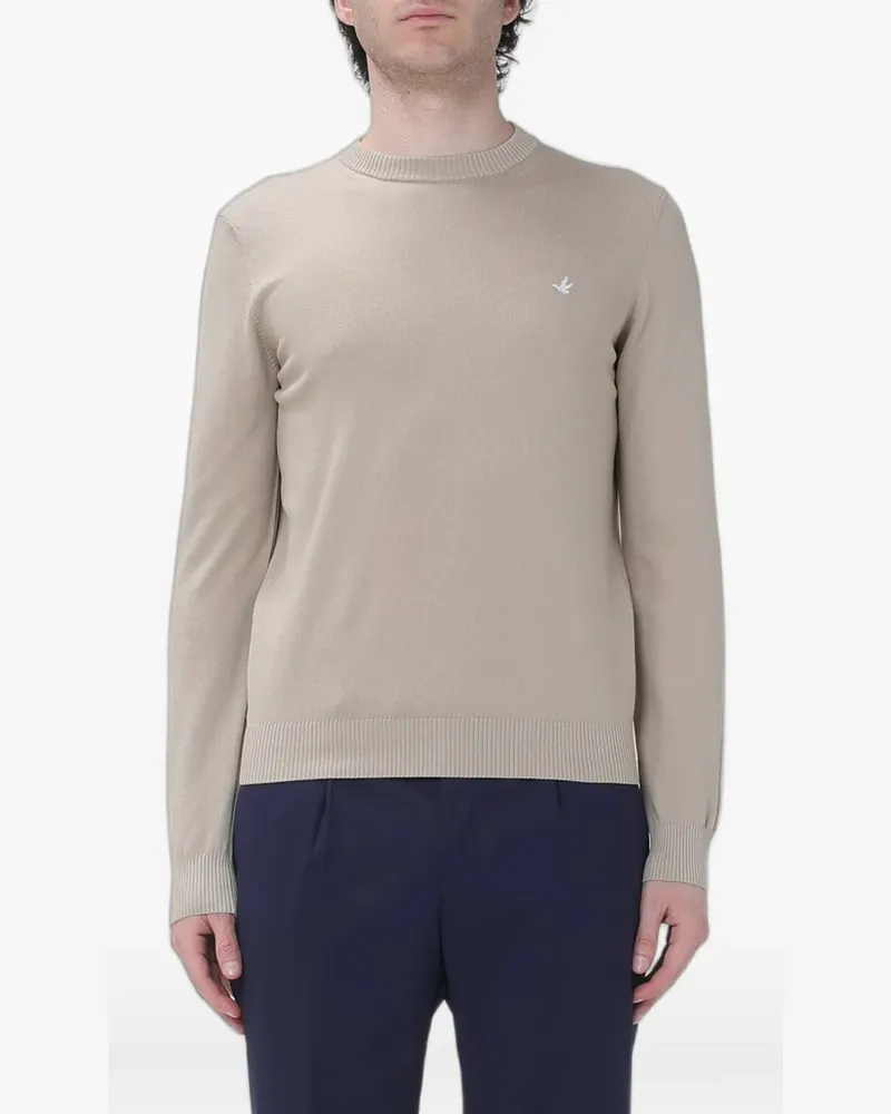 Brooksfield logo-embroidered crew-neck sweater - Nude Nude