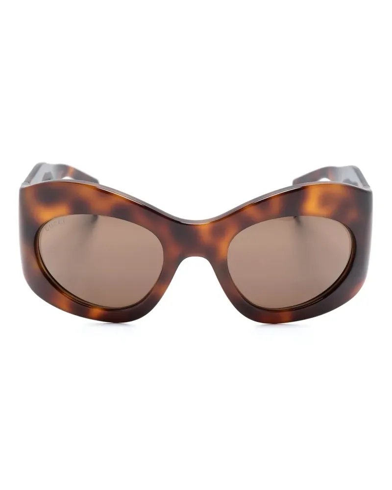 Gucci Sonnenbrille mit ovalem Gestell - Braun Braun