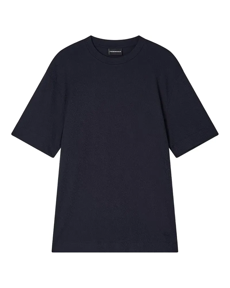 Emporio Armani logo-embroidered crepe T-shirt - Blau Blau