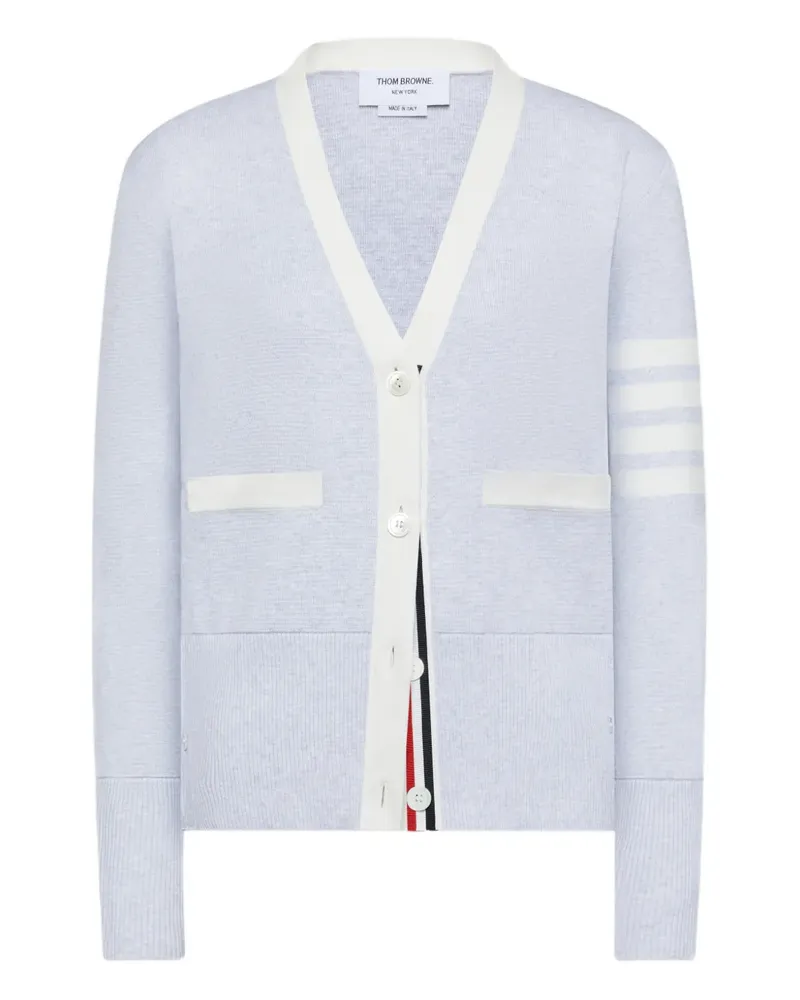 Thom Browne Milano Stitch Cardigan mit 4-Streifen-Logo - Grau Grau