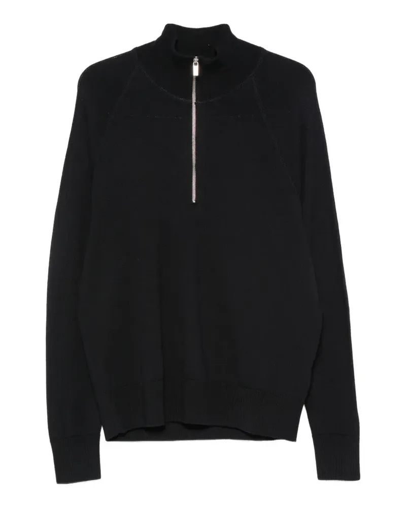BARENA Strickpullover mit kurzem Reißverschluss - Schwarz Schwarz