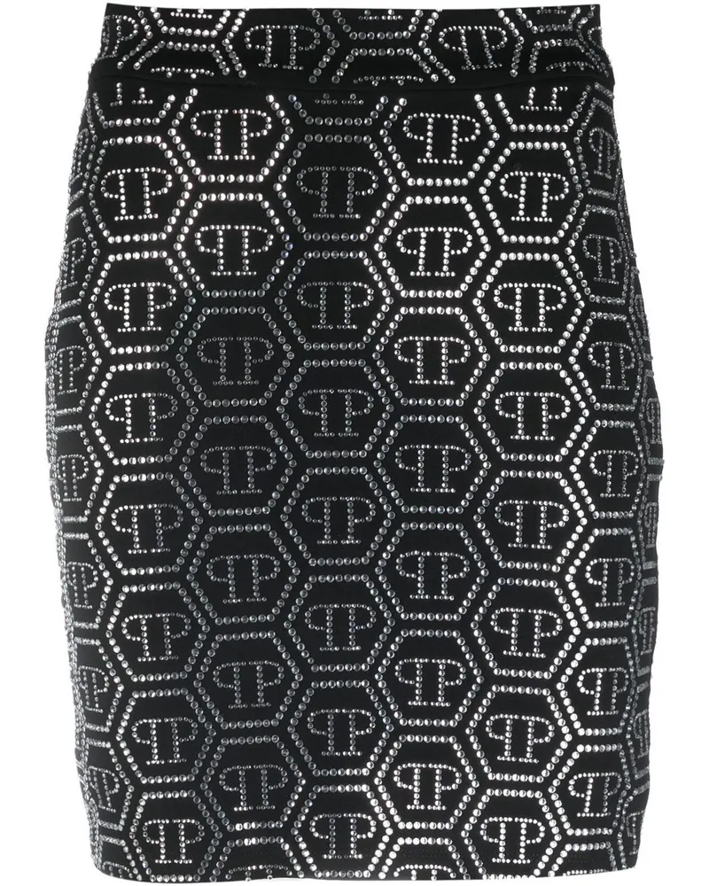 Philipp Plein Kristallverzierter Minirock - Schwarz Schwarz