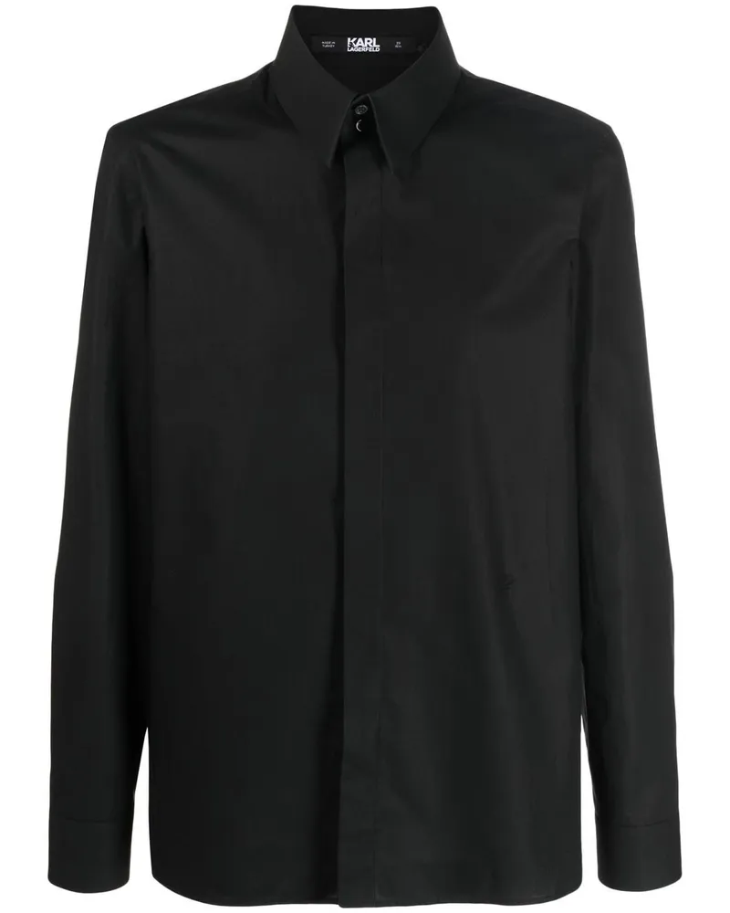 Karl Lagerfeld Klassisches Popeline-Hemd - Schwarz Schwarz