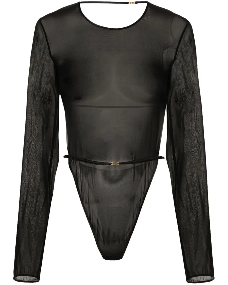 Saint Laurent Rückenfreier Krepp-Body - Schwarz Schwarz