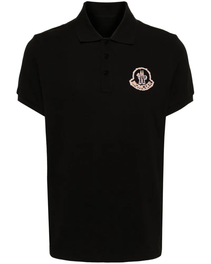 Moncler Poloshirt mit Logo-Stickerei - Schwarz Schwarz