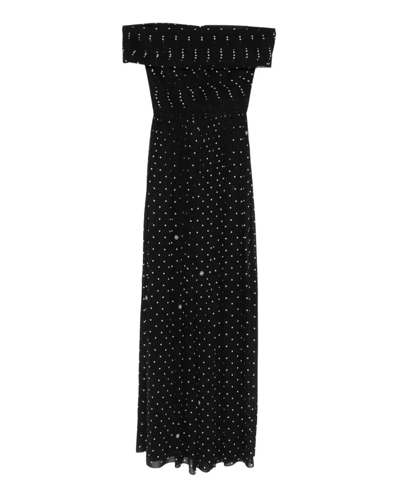 Elie Saab Schulterfreies Maxikleid mit Polka Dots - Schwarz Schwarz