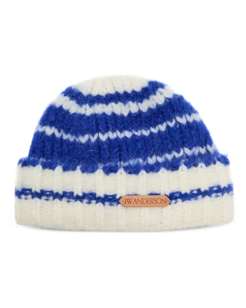 J.W.Anderson striped label beanie - Weiß Weiß
