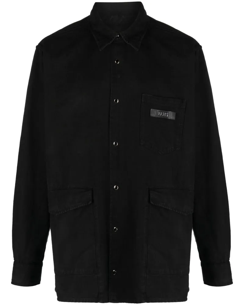 GCDS Hemd mit Logo-Patch - Schwarz Schwarz