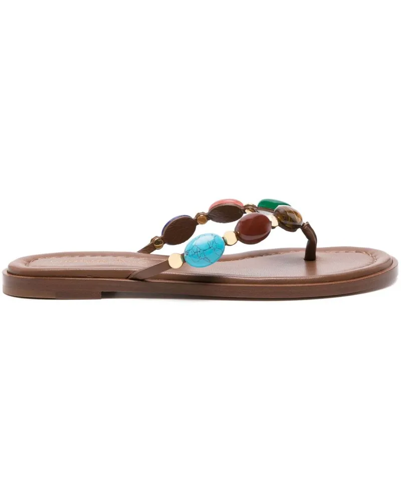 Gianvito Rossi Verzierte Shanti Flip-Flops - Braun Braun