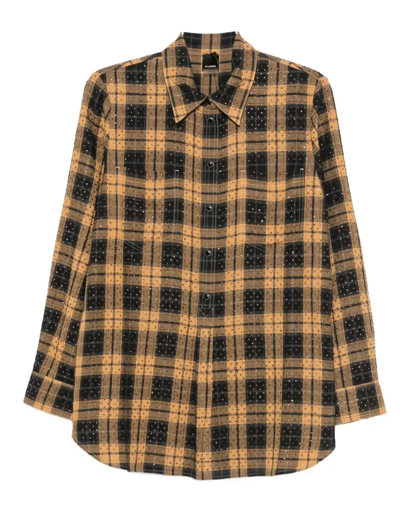 Pinko rhinestone-embellished checked shirt - Braun Braun