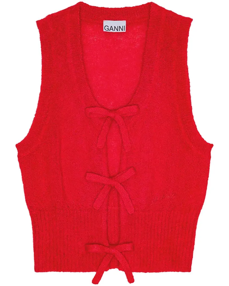 Ganni Top mit Schleifendetail - Rot Rot
