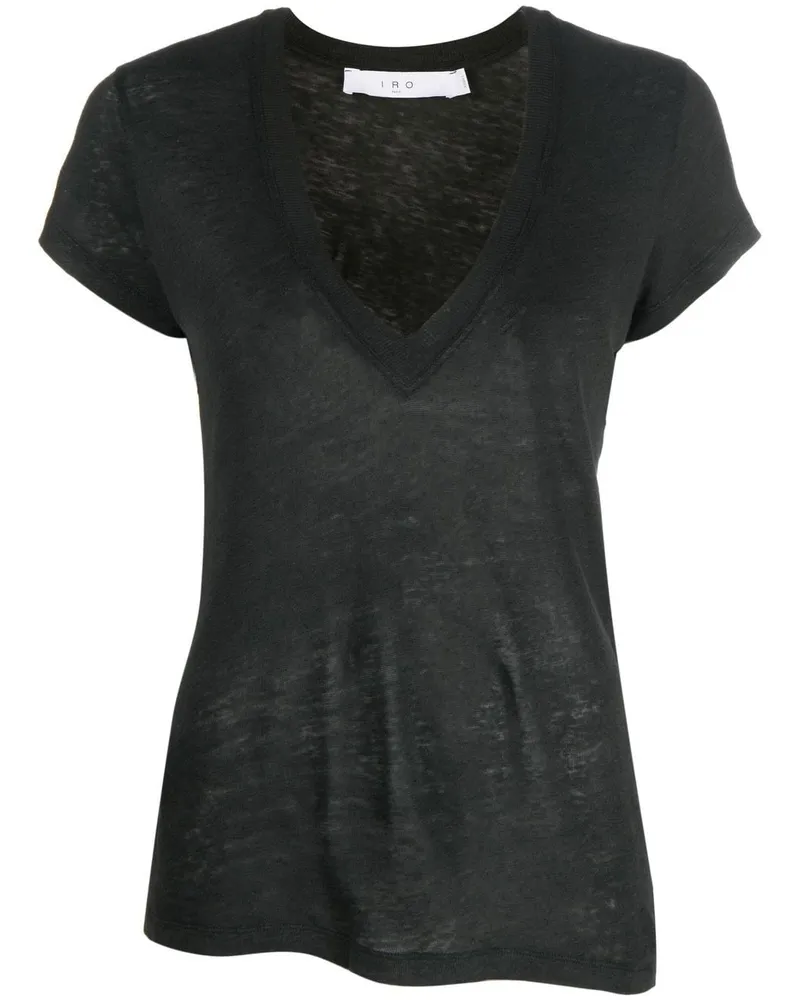 IRO T-Shirt mit V-Ausschnitt - Schwarz Schwarz
