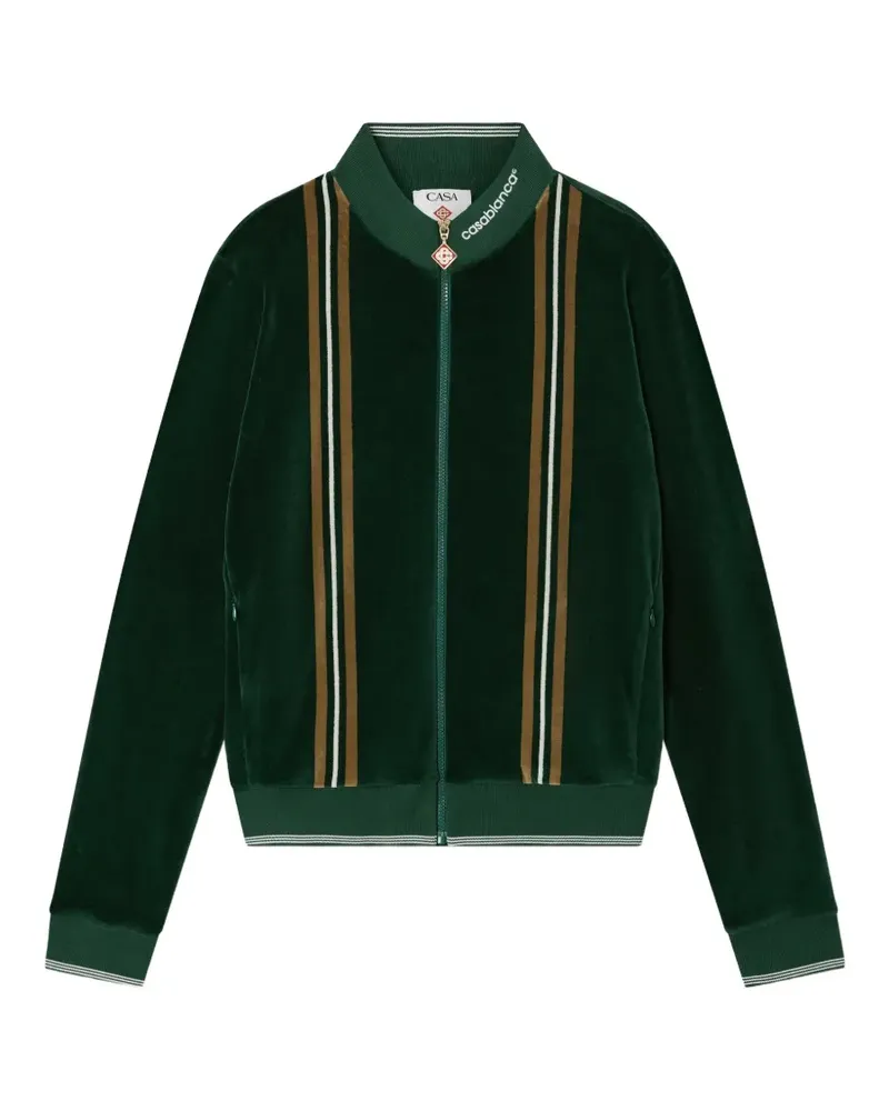 Casablanca Paris Gestreifte Sweatshirtjacke aus Samt - Grün Grün