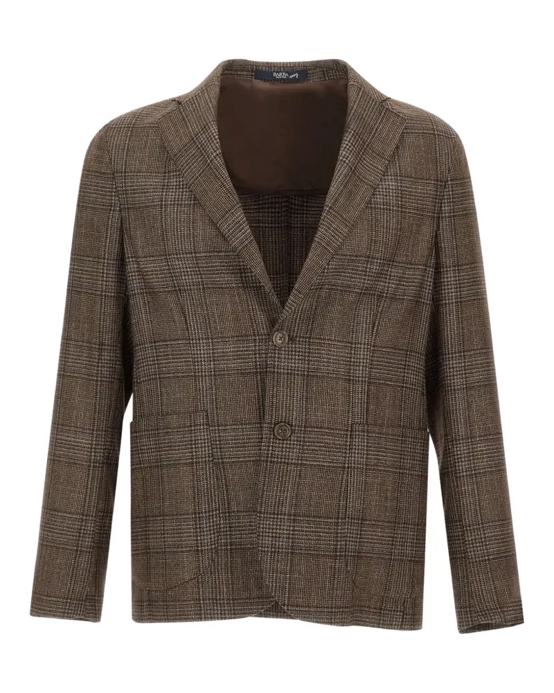 BARBA prince of wales single-breasted blazer - Braun Braun