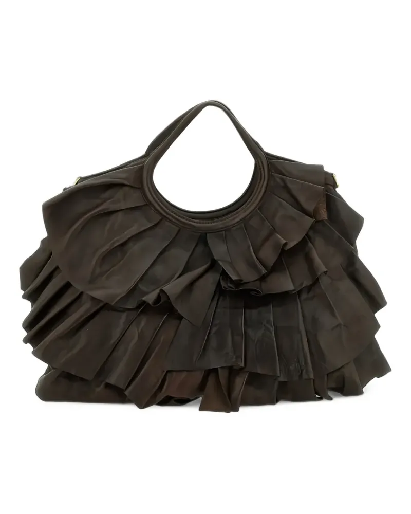 Caterina Lucchi Camilla ruffled leather tote bag - Braun Braun