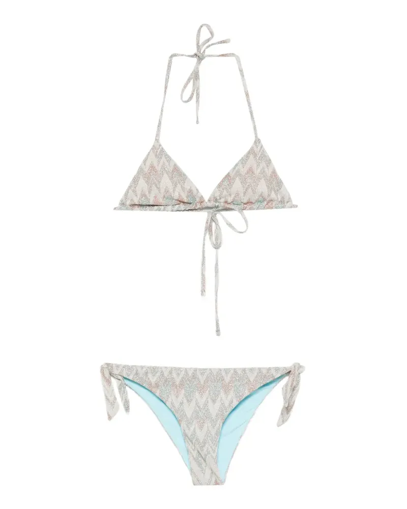 IU Rita Mennoia Triangel-Bikini mit Zickzackmuster - Blau Blau